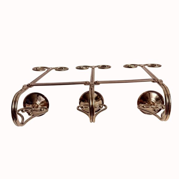 Hollywood Regency Brass Wall Sconce Triple Taper Candle Holder VTG 70s Elegant - Picture 7 of 15